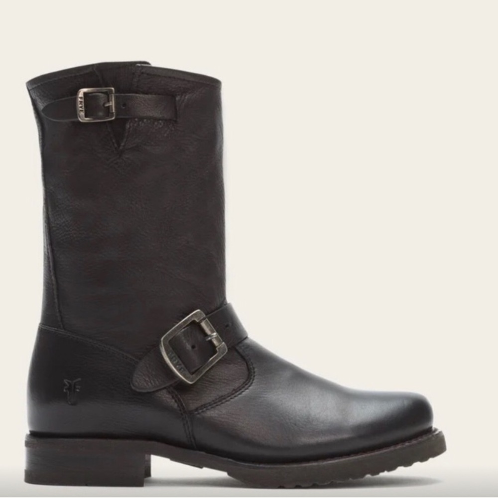 💲OLD   Frye Veronica Midcalf Antique Leather Biker Boots Black Size 7